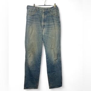 VINTAGE Bugle Boy Men 34 x 34 PAPER TAG Baggy Wide Leg Cotton TRASHED Denim Jean
